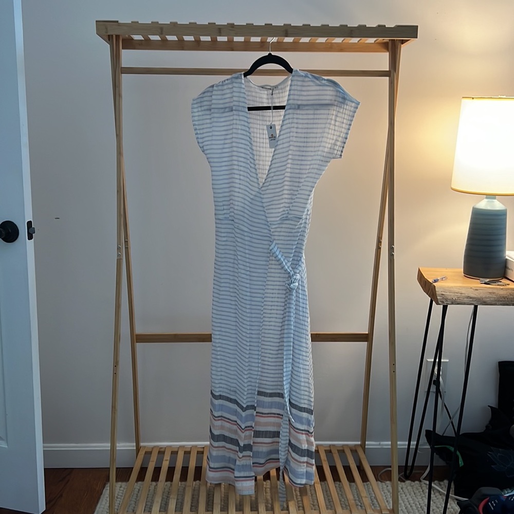 NWT | Marine Layer | Maddie Wrap Midi Dress | Bel Air Blue | XL - Picture 5 of 7